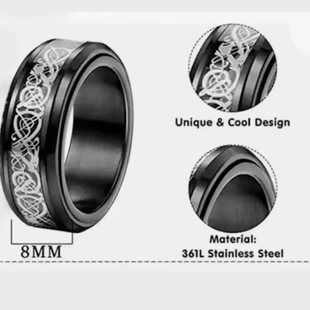 Stainless Steel Black Geometric Ring - Picture 2 of 8